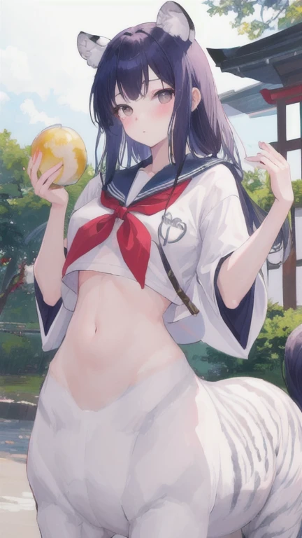 1girl, nsfw, sajouayaka, black hair, short hair, Blue eyes , smile , large breasts, nipple, Standing pee, Orchard, frozen, Wet, , Naked, (1girl) , solo , Peeing, lactation, projectile lactation, Apple