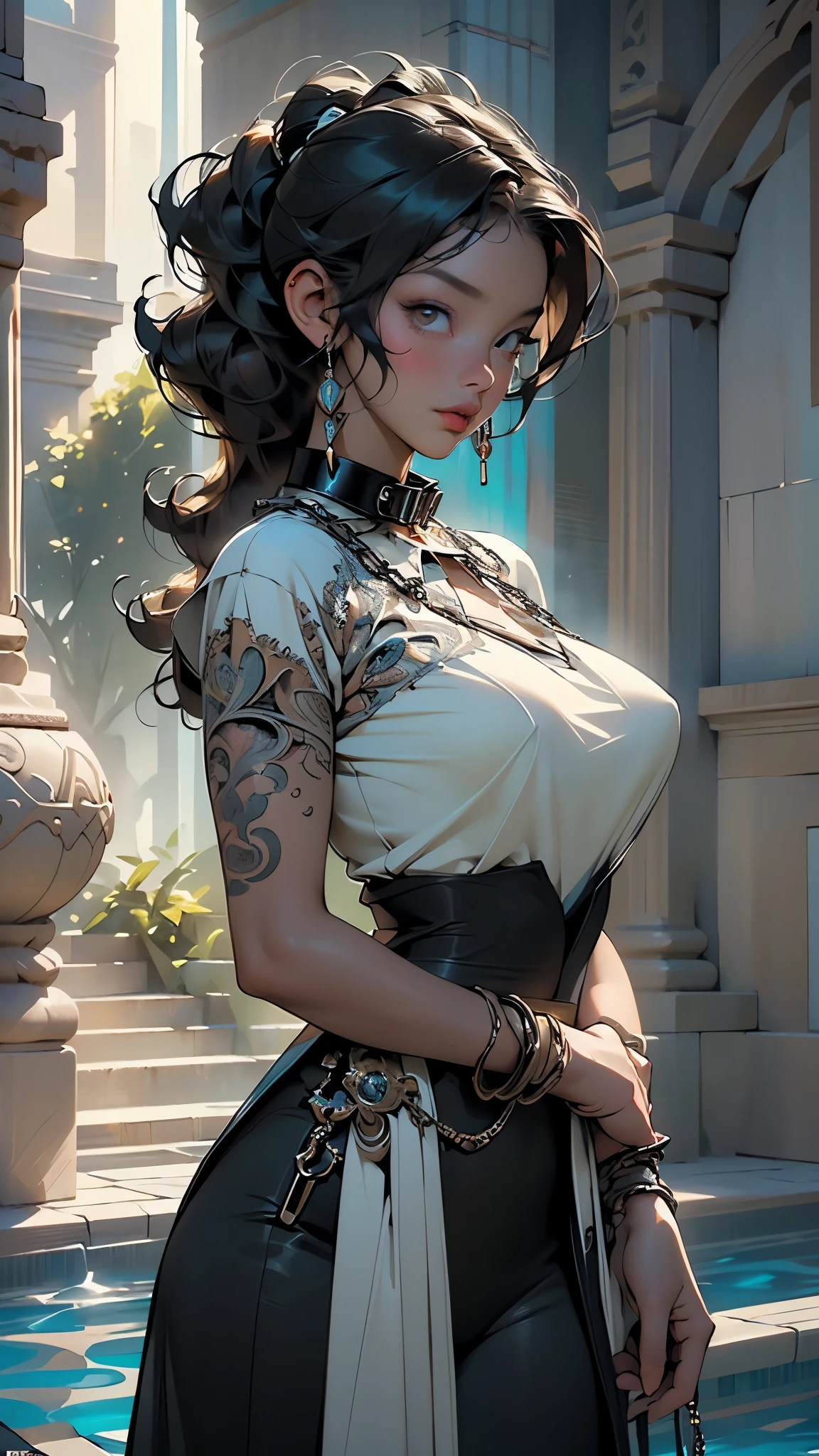mdjrny-v4 style portrait of a female leprechaun, voluptuous, gorgeous detailed face, mischievous smirk, ample hips, insanely detailed accentuated big booty, mature, great aesthetics, perfect anatomy, well proportioned body, intricate, elegant, highly detailed, digital painting, artstation, concept art, smooth, sharp focus, illustration, art by artgerm and Greg Rutkowski and alphonse mucha, 8k, High-quality, insanely detailed,