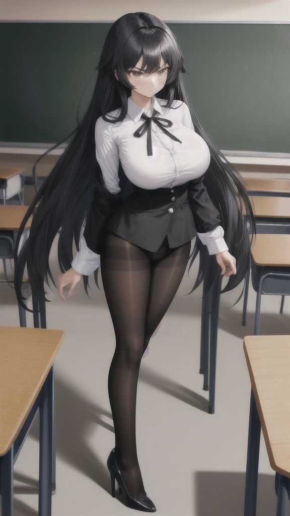 One Woman、teacher、Beauty、女teacher、女teacher、School、classroom、Many students around、blouse、Short tight skirt、Standing at the podium, Wavy Long Hair, Highest quality, Thick thighs, Big 、Big Ass、A nasty smile, Black Pantyhose、panties under pantyhose,My thighs and groin are steamy 、Sweaty panties、Obscene sound effects、Be sexually aroused