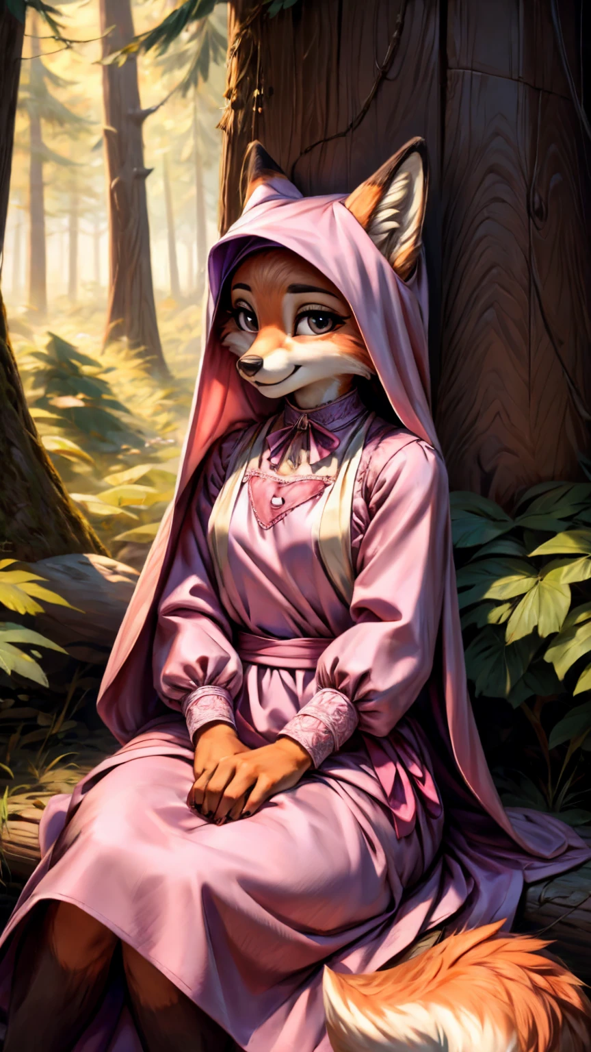 1. Heart-shaped eyes:1.5,Fox Girl,Child Maid Marian,Beautiful Forest,Sitting