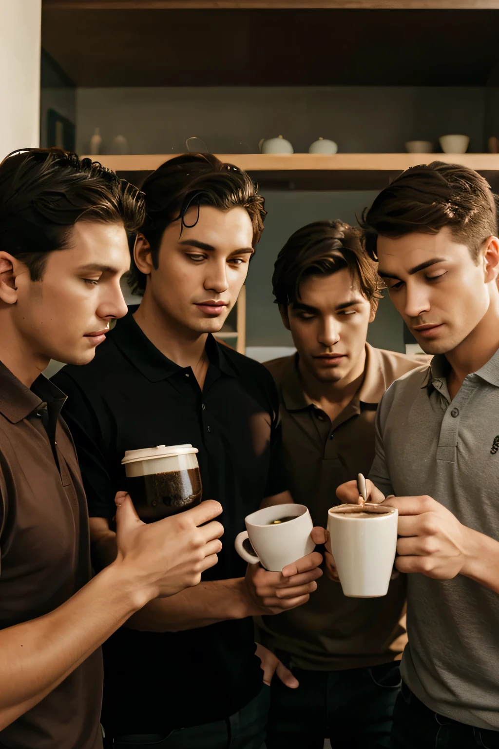 3 guys, one of them drinking coke from a bowl