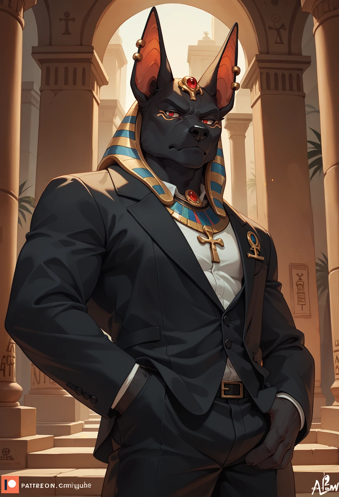 masterpiece,best quality,1boy,(nasus):1,solo,muscular male,hi res,8k hd,extreme detail,detailed background,masterpiece,muscular,muscular anthro,(sweat:1.2),aged up,looking at viewer,by Pino Daeni,(by ruaidri),by virtyalfobo,by lindong,masterpiece,best quality,(nasus):0.9,solo,hi res,8k hd,<lora:nasus lol_20230627080523-000008:0.6>,helmet,Egyptian clothing,