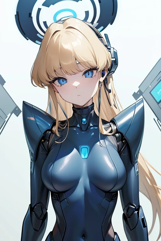 (masterpiece),(Best quality),(Very detailed),(Best illustration),(The best shadow),(It's absurd),(Detailed background),(So beautiful), 16k, 8k, 4K,(The best shadow),Robotization,female ,big breasts,Robot Joint ,Metal skin,Black robot suit,Long hair,Black suit covering the entire body Robot hand,Cyber Bodysuit,Mecha Head,Robotization, Transform into a robot,(Hands and fingers are depicted in detail:1.2),Perfect anatomy,Cybernetic Girl,Sci-Fi Armor,cyborg girl,The wires are connected to the back of the main unit...,No exposed skin,(A face carved like a robot),A neck made of wire,USB port next to the neck,visor,chrome skin,no messy picture style,brainwashing,empty eyes, ((No expression,erasure of emotions)),asuma tokki(Blue Archive)