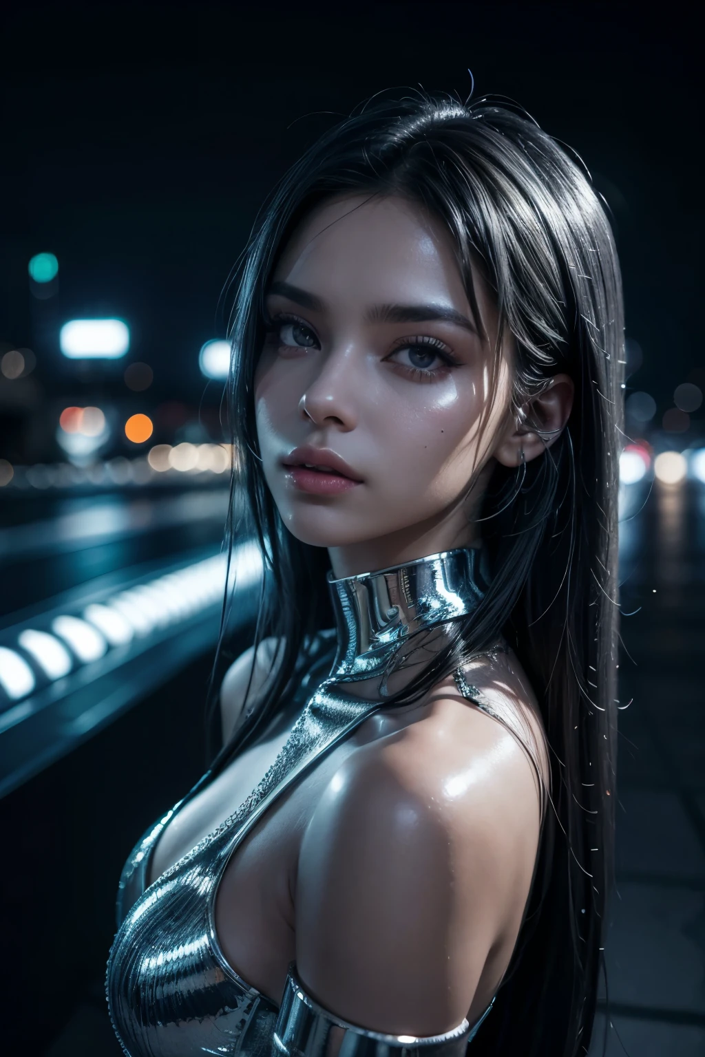 top-quality, tmasteRpiece, Ultra-high resolution, ((Realisticlying: 1.4), RAW photogR, 1 CybeRpunk GiRl, Glossy glossy skin, 1 mechanical giRl, (hypeR Realistic detailed)), Mechanical limb, Tubes attached to mechanical paRts, Mechanical veRtebRae attached to the spine, CeRvical spine mechanical fixation in the neck, wiRes and cables connecting to head, Shin Evangelion, Fantasma na Concha, Small glowing LED lamp, global ilumination, deep shading, octaneRatingRendeRing, 8k, SupeR shaRp, metals, IntRicate decoRative details, BaRoque details, veRy complex details, Realistic RaytRaicing, CG tRends, facing at the cameRa, neon light detail, (AndRoid factoRy in the backgRound), H&#39;s ARt.R. GigeR and Alphonse Mucha.