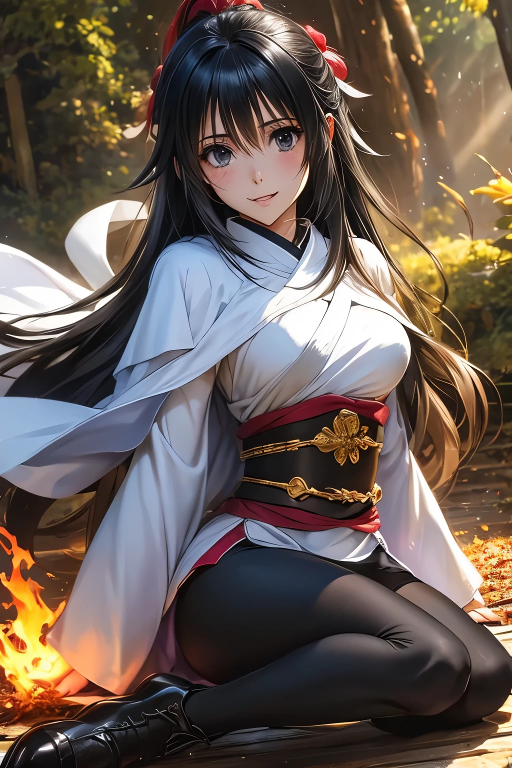 （（（ＳＦＷ、Highest quality、First Class、masterpiece、Normal body、8k、Detailed face、Ultra-precision、Normal hand、Normal finger、Highest、Takumi）））、SHIZUE-izawa、Shiz、Black Hair、Lord of the Flames、-That Time I Got Reincarnated as a Slime-、Petite、Big Breasts、Tight costume、tights、Full body view