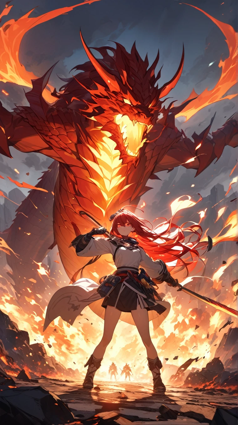 Gigantic red female dragon with golden crown