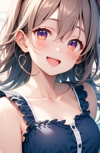 (best quality), 1girl, :D, confused, head tilt, inugami korone, brown hair