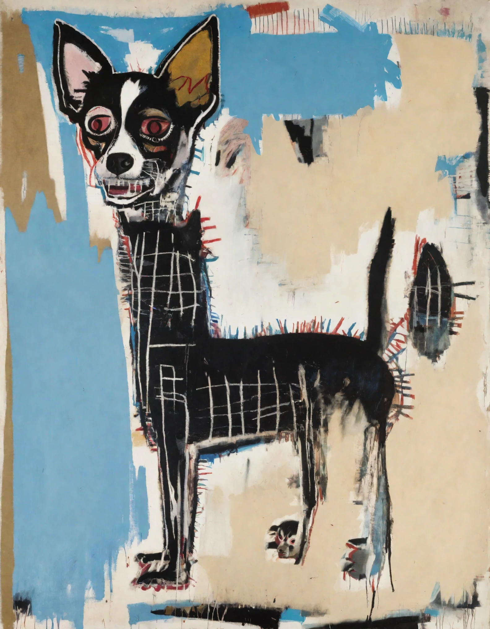 couple of blue white chihuahuas by Basquiat 