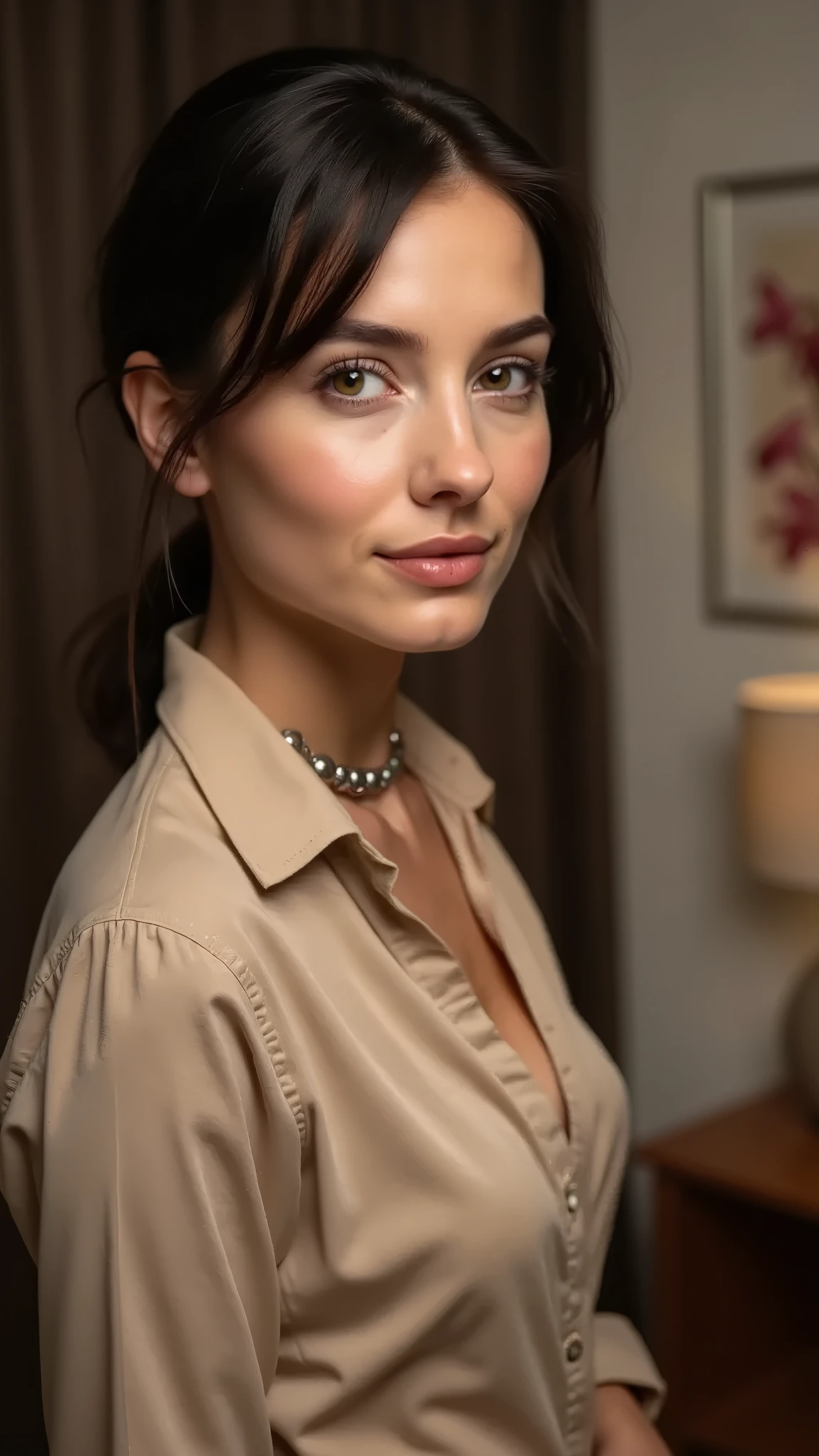 A stunning intricate full color portrait of  a jenilaw,wearing a black blouse,happy, epic character composition,by ilya kuvshinov, alessio albi, nina masic,sharp focus, natural lighting, subsurface scattering, f2, f2, 35mm, film grain   <lora:EmilieLydie:1>