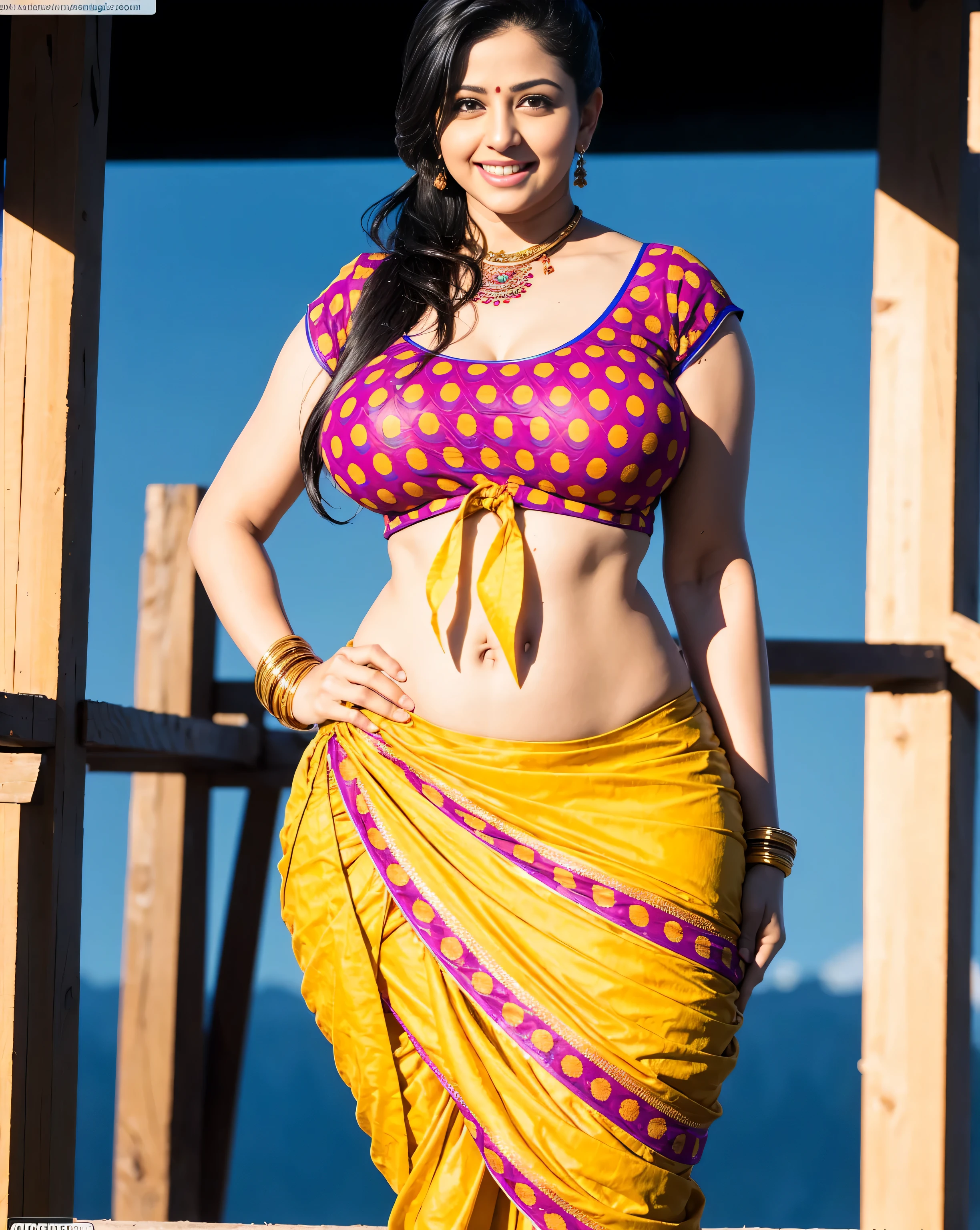 HD wallpaper 32k cinematic shoot of a Beautiful cute Indian girl, with thick thighs and a curvy waist, wearing an Indian blouse top, standing in a market,busty ,big breast ,humongous tits ,heavy tits ,mature ,full body image ,curvy figure ,huge ass,thic,desi,bhabhi