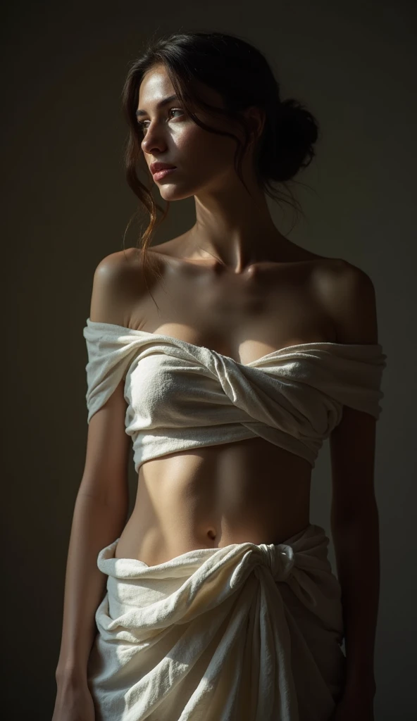 detailed medieval woman, nude female figure, intricate line art, delicate linework, highly detailed anatomical study, chiaroscuro lighting, moody atmosphere, dramatic shadows, muted color palette, classical renaissance style, masterful draftsmanship, elegant poses, graceful gestures, naturalistic rendering, exquisite detail, refined aesthetic, timeless beauty, doggy