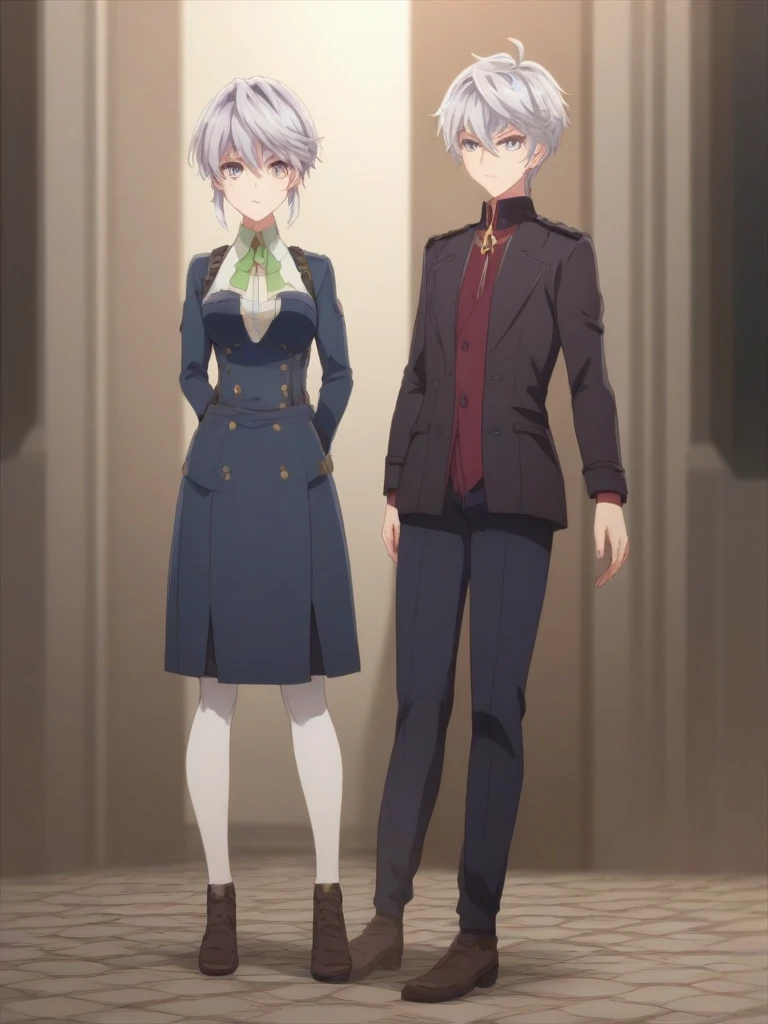 Lugh Tuatha Dé, The World's Finest Assassin Gets Reincarnated in Another World as an Aristocrat, Grey hair, Grey Eyes, girl, full body, uniform 