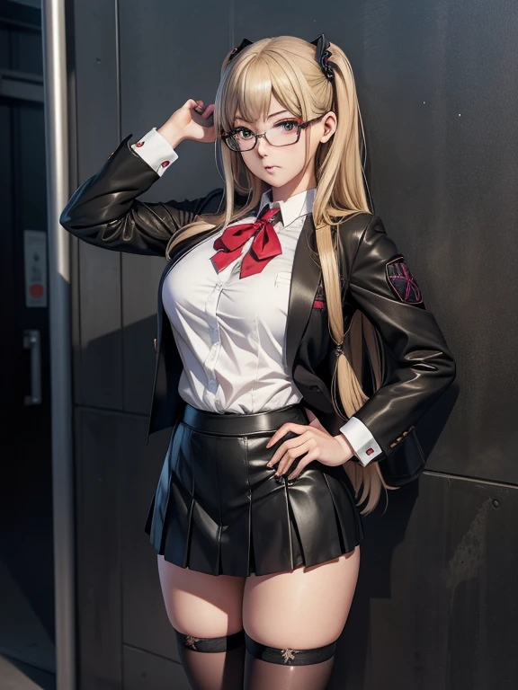 Realistic 1.2, anime girl sexy in a short skirt and glasses, standing, a hyperrealistic , hyperrealistic , realistic , misa amane *, school girl, seios grandes, cyber school girl, fine details. girls frontline, smooth anime cg art, ( ( misa amane # ) ), photorealistic anime girl render, beautiful anime high school girl, seductive anime girl