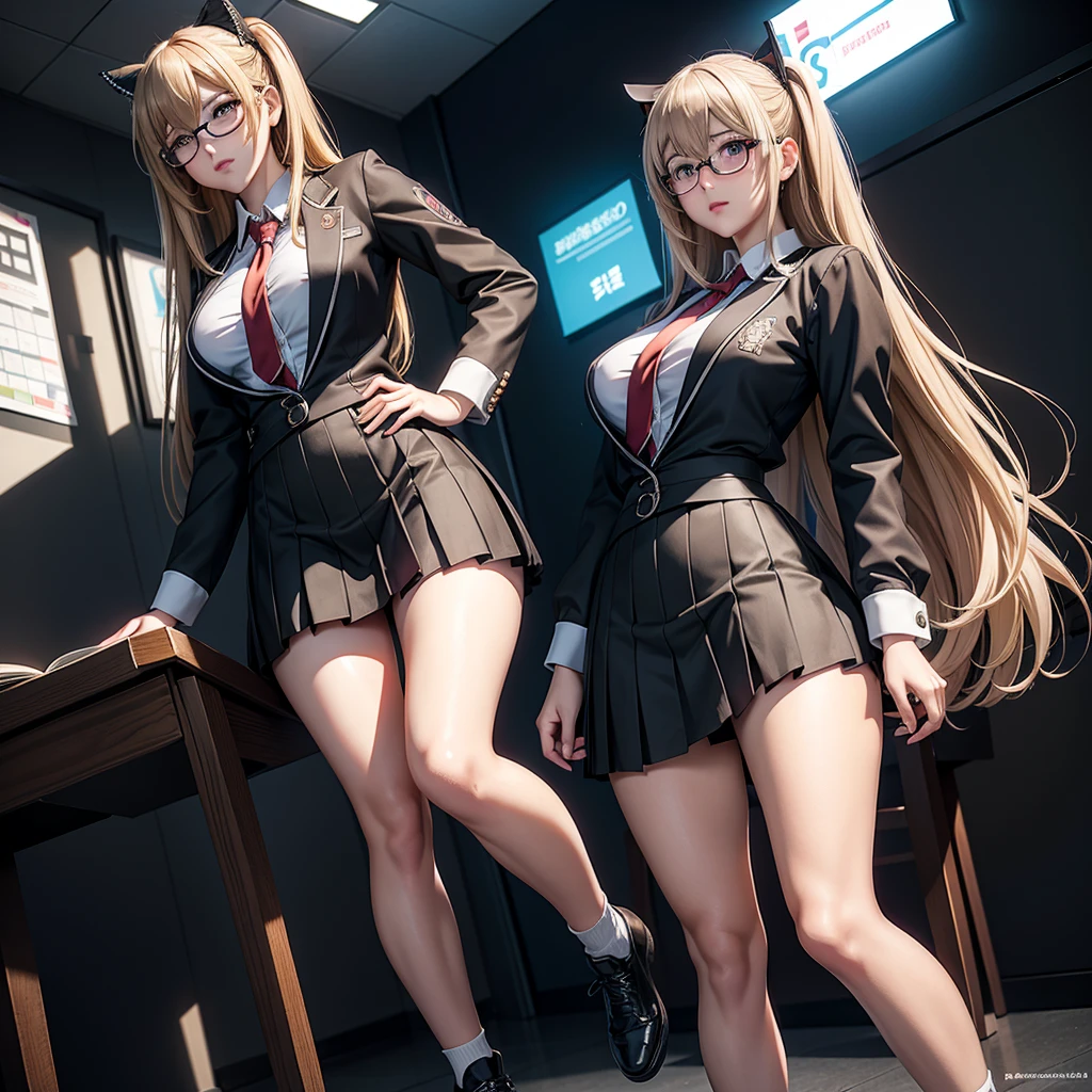 Realistic 1.2, anime girl sexy in a short skirt and glasses, standing, a hyperrealistic , hyperrealistic , realistic , misa amane *, school girl, seios grandes, cyber school girl, fine details. girls frontline, smooth anime cg art, ( ( misa amane # ) ), photorealistic anime girl render, beautiful anime high school girl, seductive anime girl