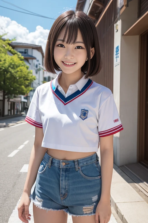 (onoff),((masutepiece:1.2), (Best Quality:1.2), (Extremely detailed:1.2), (ultra-detailliert), 1girl in, Japanese,Raw photo,(Authentic skin texture:1.1),Looking at Viewer,Detailed skin of a smile, Intricate details,Bangs,Medium Hair,medium breasts,,Mature women
break
standing,Track and field uniform ,Bloomers,athletic field、Panties show through、realisitic