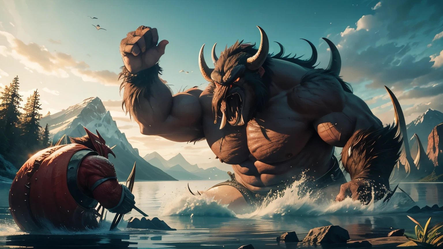 The elf man grabbed a human woman by the back of her mouth and stood behind a rock and died