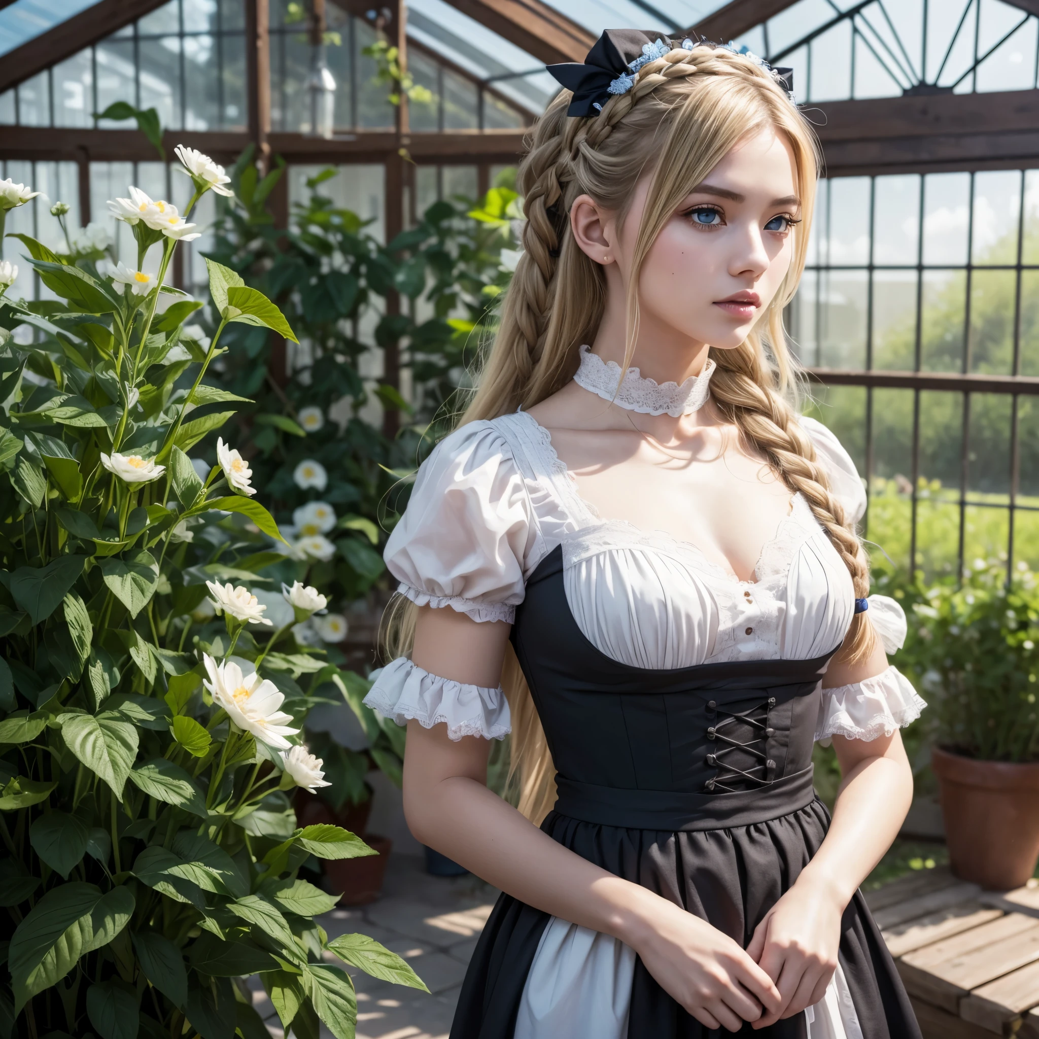 Marie Rose DOA stands in a white dress in a field, covered in sperm with traces of sex, raped, on the body sperm discharge hair dirty, humiliated erotica 18+ art 3D fantasy high detail realism super realism