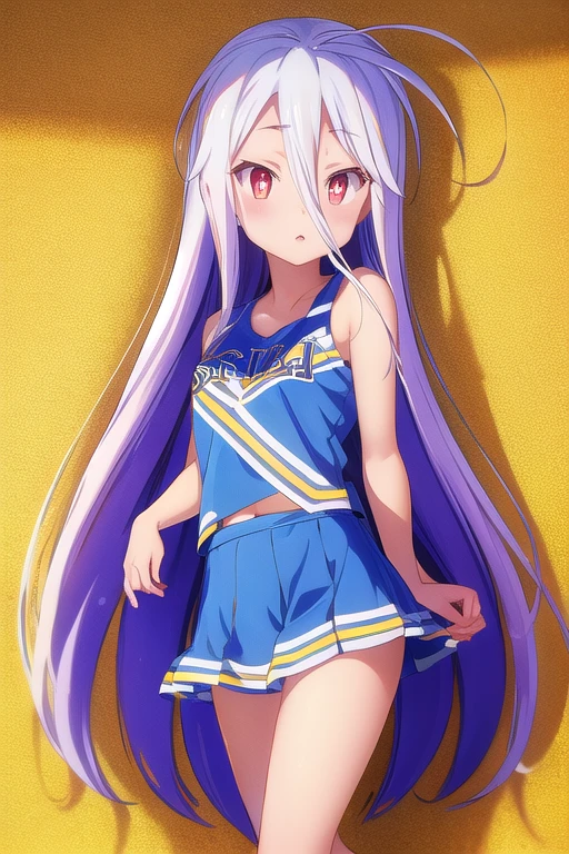 1girl, long hair, very long hair, hair between eyes, red eyes, bright pupils, multicolored eyes, multicolored hair, white hair, small breast,
BREAK cheerleader outfit,
BREAK standing,
BREAK aroused, in heat, (bashful:1.1),
BREAK looking at viewer,
BREAK beach,
BREAK (illustration:1),
BREAK (masterpiece, best quality, ultra detailed, professional quality:1.3), HD, rich contrast,