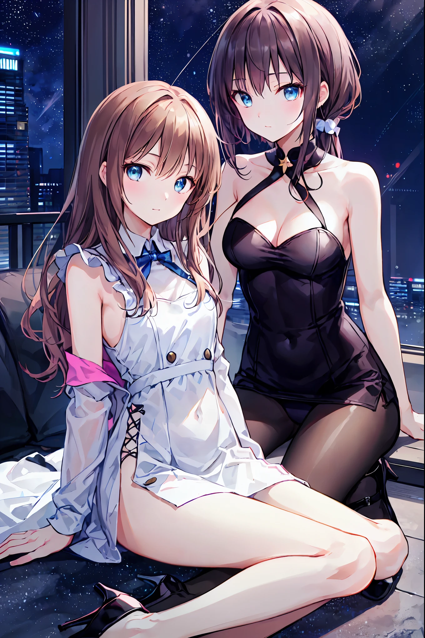 ((2D beautiful girl、top-quality: 1.2、Perfect fingers: 1.2、perfect anatomia: 1.1、Dress perfectly、face perfect: 1.1、4k、8k、top-quality、Perfect Finger 1.1、Perfect Anatomy 1.1))、Beautiful illustration with blurred background))、(Transformation Sequence)、sixteen years old、Solio、princess breast art、a baby face、((stright long hair))、(Slender legs)、Large sagging eyes:1.1、(1 persons)、A shy smile with a blush、inside in room、((bunnygirl、leotard、ribbon choker、Cuffs、Bunny Katyusha))、wide Shots、is standing、Full body depiction、