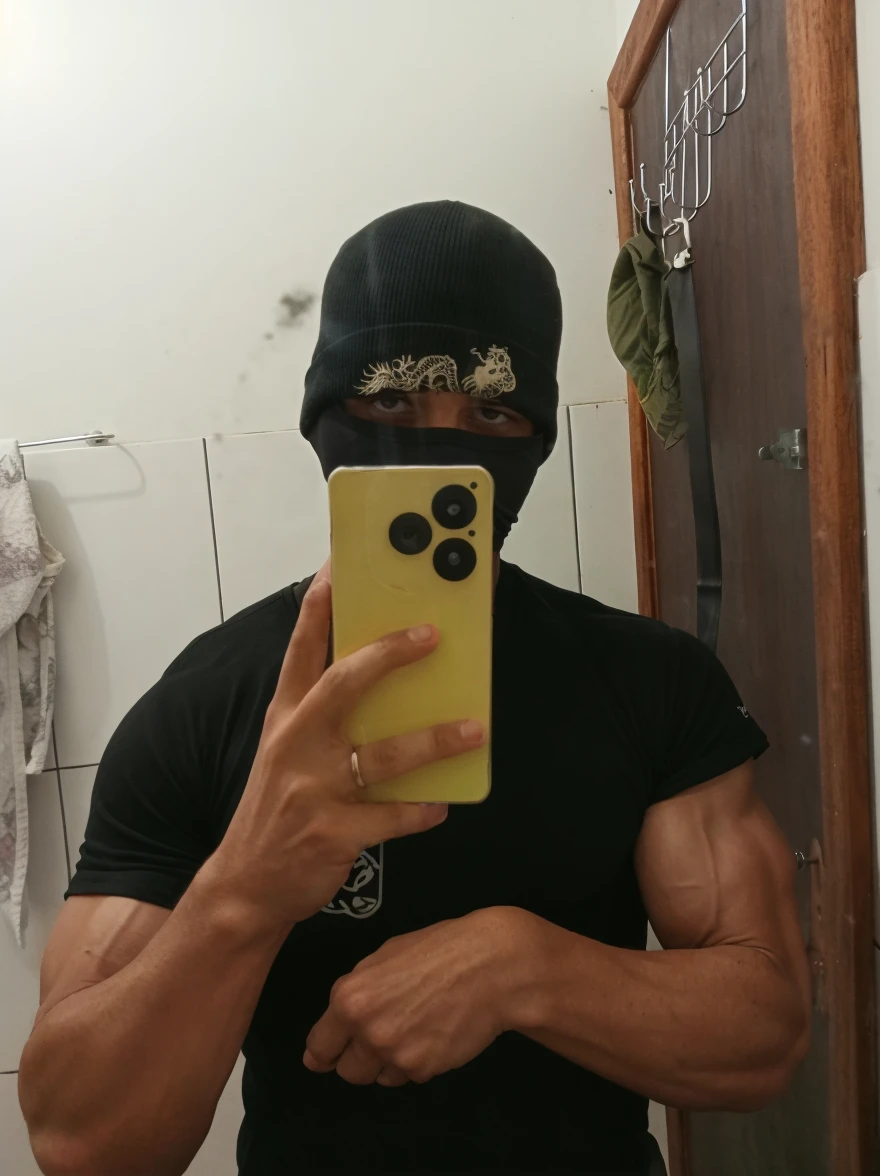 masked military men,solo,hair armpits, big uncut dick, full body close up, showing dick, cumming