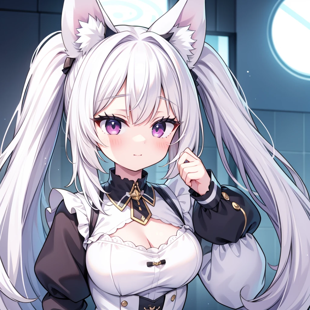 Anime girl with white hair and holding a microphone, seraphine ahri kda, kda, Ayaka Genshin's influence, virtual model of youtuber live2d, gasped, from the video game Azur Lane, of the girls on the front line, Ayaka game genshin impact, stomach, Lazurny Lane style, From Arknights, night club, gasped, Naked, topless, Without clothing, Big breasts, beautiful nipples, nipples, pink nipples, Without clothing, no bra, 4k, 8k, торчащие nipples, стоячие nipples