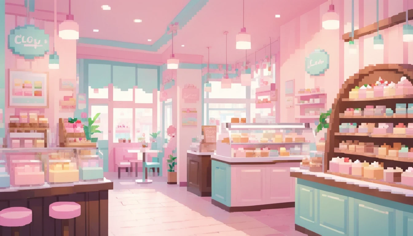 Lofi Cozy Dessert shop , pastel ,minimal ,Cute , Kawaii