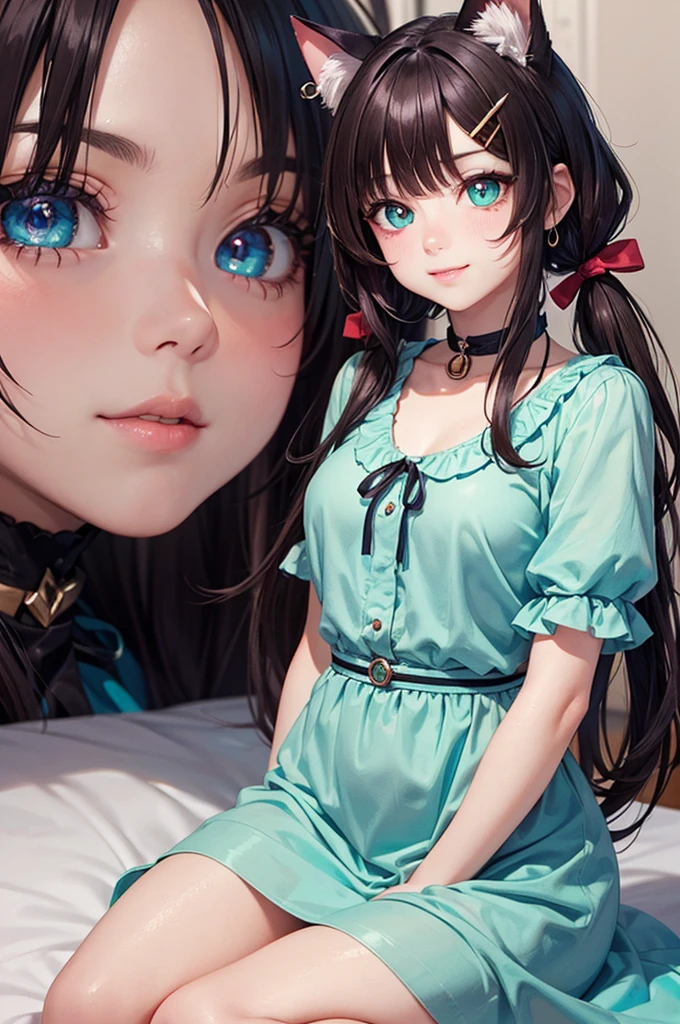 (8k, RAW Photo, Best Quality, Masterpiece), High Resolution RAW Color Photo, Professional Close-up Photo, (Realistic, Photorealism: 1.37), (Best Quality), (Best Shadows), (Best Illustrations) ), Clavicle ((Large)), ((Erotic, Sexy, Ultra HD, High Definition CG Integrated 8K Wallpaper, Physically Based Rendering, Cinematic Lighting), Best Image Quality, Amazing Details, Ultra High Resolution, (Realism: 1.4) , best illustrations, (maximum resolution: 1.2), (ultra high resolution: 1.2), cinema lights, 8K resolution, beautiful eyes and skin, detailed face, perfect style, cute face, accurate, anatomical correct, Highly detailed face and skin texture, beautiful and neat drooping eyes, (black hair:1.5), long hair, parted bangs, blue eyes, (white hairband:1.5), (long-sleeved patternless dark cyan) Shirt:1.5), (Microskirt:1.5), (Tights:1.2), (Boots:1.5), 1 natural cheek, glossy skin, fair skin, glossy skin: 1.2, (glossy lips: 1.4), (embarrassed expression: 1.2),