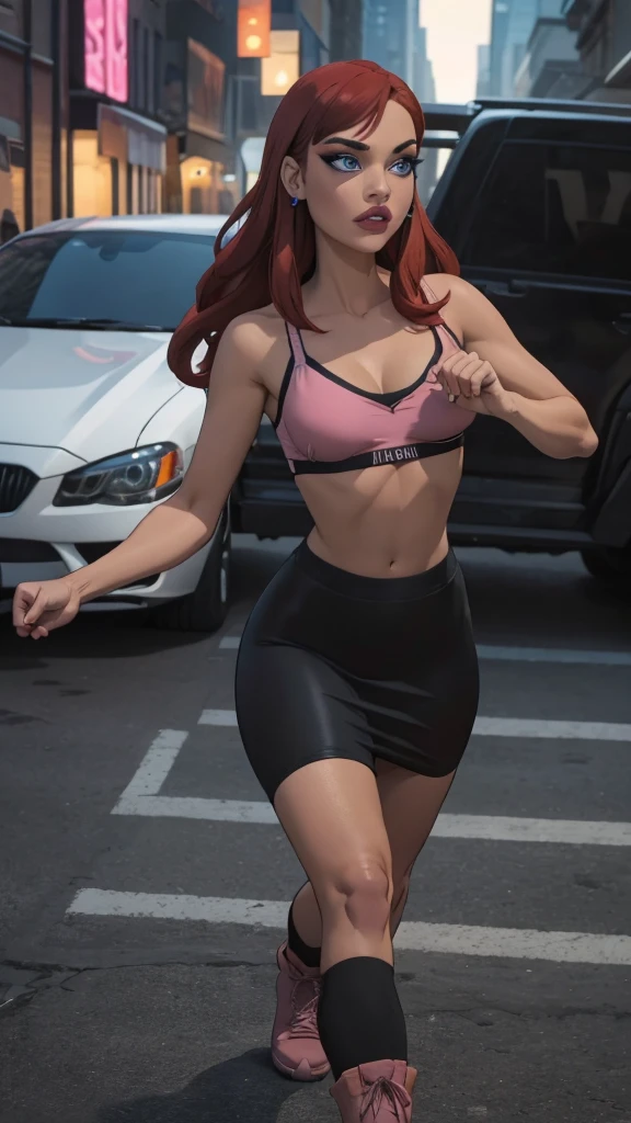 (Top quality),8K,(Masterpiece:1.3),(1 girl:1.3),perfect figure beautiful woman:1.4, (Layered Hair Style, big tit:1.4), ((view the viewer)), (Big smile:1.2)，Realistic,high resolution,Highly detailed face and skin texture, Realistic faces, Original photo, ((Beautiful faces:1.5)) ,Pretty Korean girl, Kpop idol，Perfect body proportions,Whitens skin, Shiny skin, ((narrow waist:1.2)), (small ass), (very slim slim well-muscled body:1.24), ((Ultra-detailed face)),The attention to detail,Double eyelids,Eyeshadow strengthening,Eye of detail,Professional lighting,Cinematic lighting, (Focus sharp), (((Sporty style))), ((Light, Brightly colored clothing)),((Brightly colored T-shirt，Short mini skirt)), ((Lively,Active,vivaciousness)), ((Panties)), ((Exposing thighs)), (Erotic:1.3), (((Short skirt that wraps around the hips)))，On the street