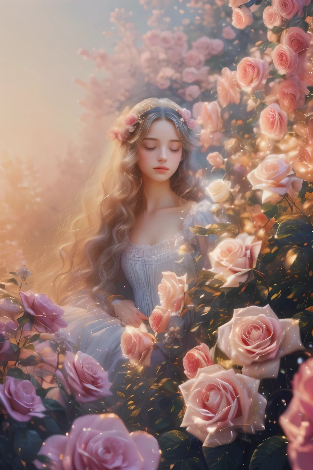 a photorealistic painting inspired by Rose Henriques, pinterest, rococo, dreamy aesthetic, fantasy aesthetic!, very magical and dreamy, with soft colors, dreamy and detailed, cottagecore!!, beautiful and aesthetic, very aesthetic!!!!!!!!!!!!!!!, beautiful aesthetic, beautiful aesthetic design