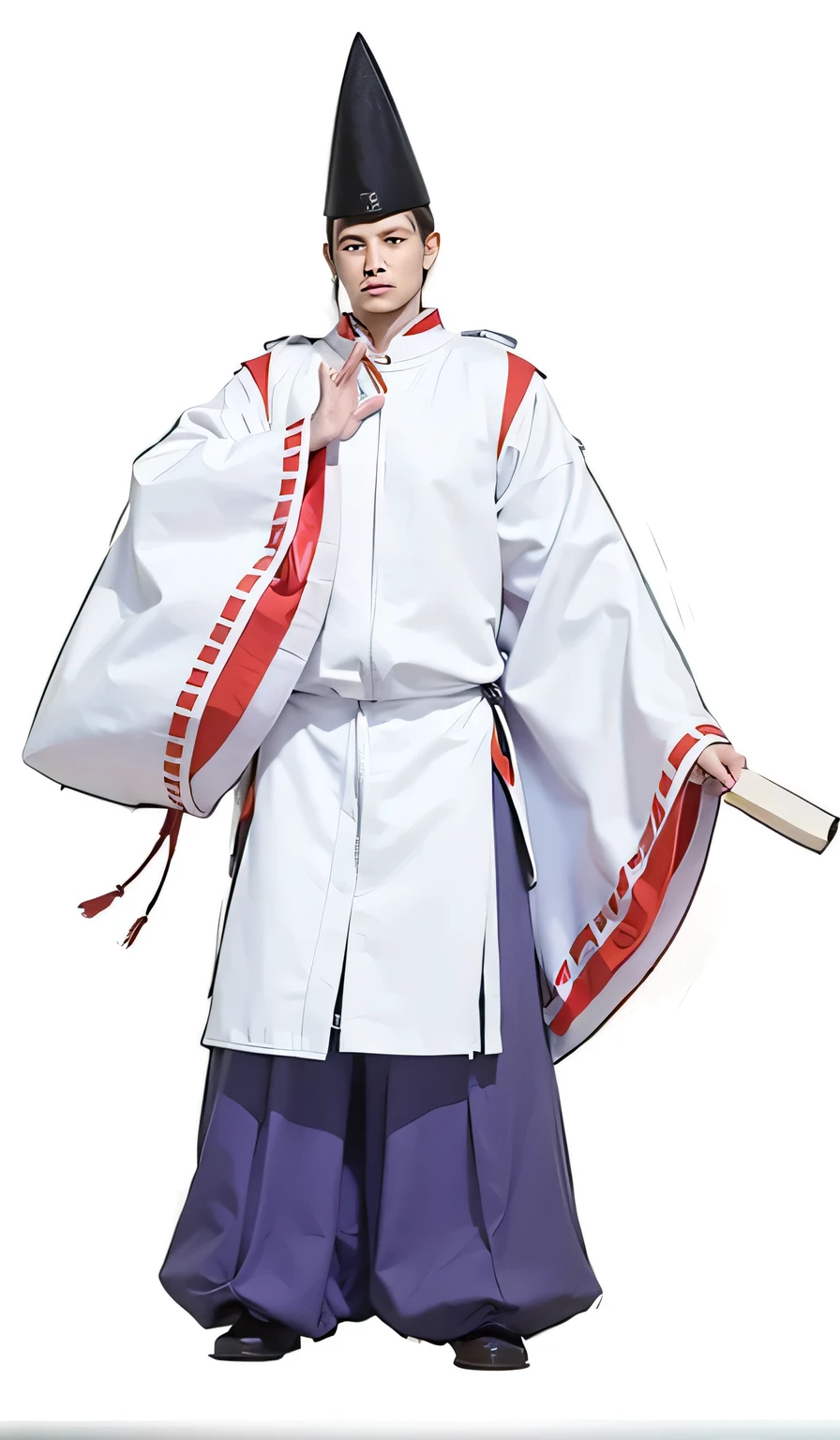 (masterpiece), best quality, highest quality, man, teenager, tall man, short pink hair cut, black eye, white kimono with black skirt and overcoat, katana in hands, cursed spirits in the background, Tokyo city blurred