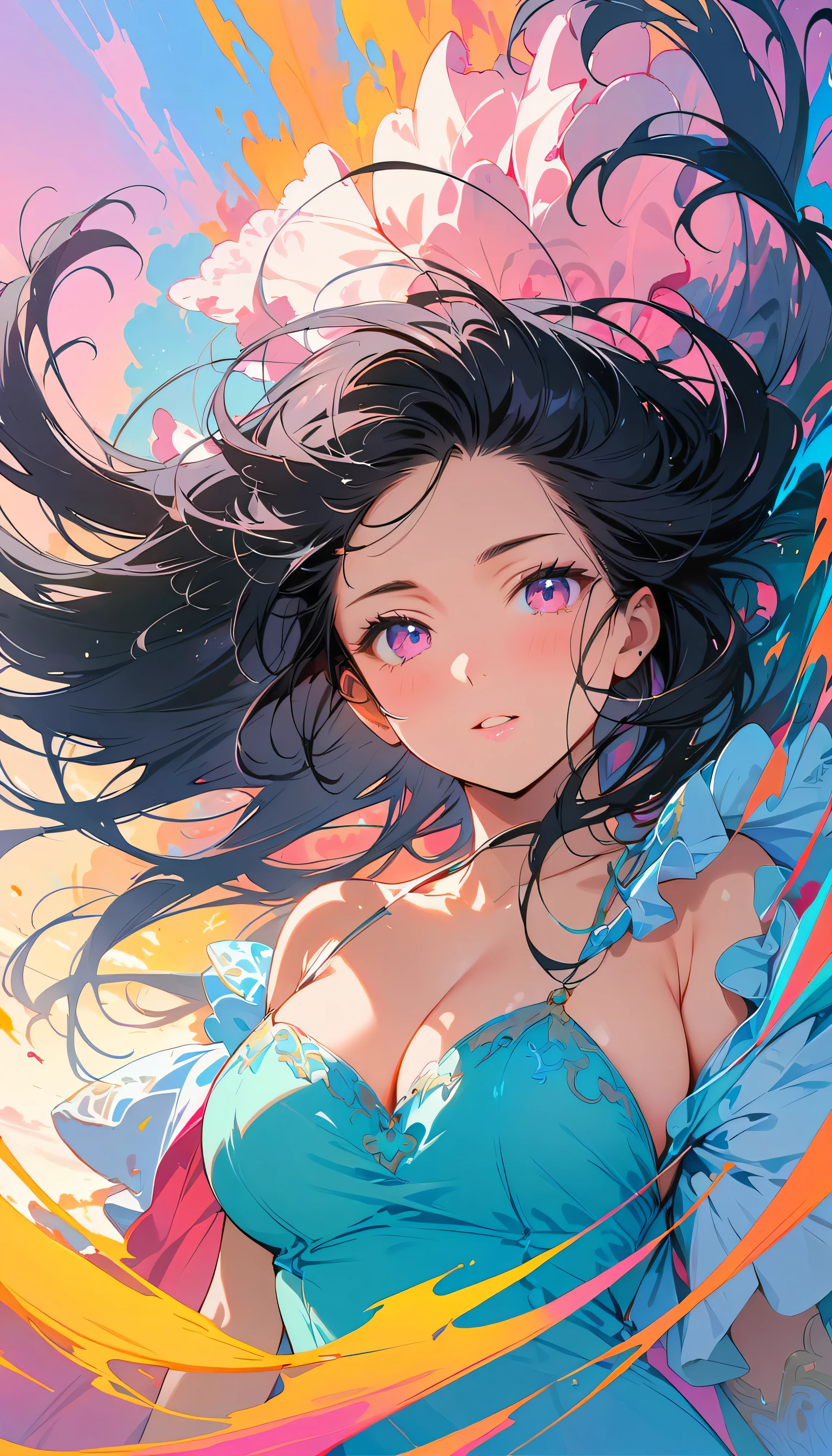 anime girl with long hair and sunglasses posing in the sun, detailed digital anime art, anime style 4 k, digital anime art, digital anime illustration, beautiful anime girl, artwork in the style of guweiz, advanced digital anime art, seductive anime girl, anime art wallpaper 4 k, anime art wallpaper 4k, beautiful anime portrait,  showing nipples, full body naked