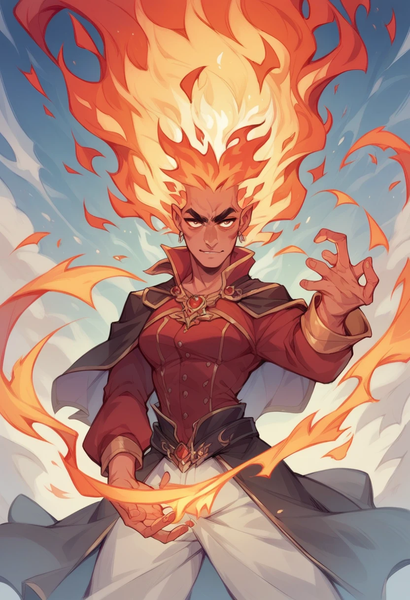 a poster of flaming ifrit with flaming wings, ultra realistic details, arcane art style, inspired by NEVERCREW, hypervivid intense mcbess, inspired by Tim Biskup, digital illustration, by Justin Gerard, pastel colors, light particle, best quality, vibrant
