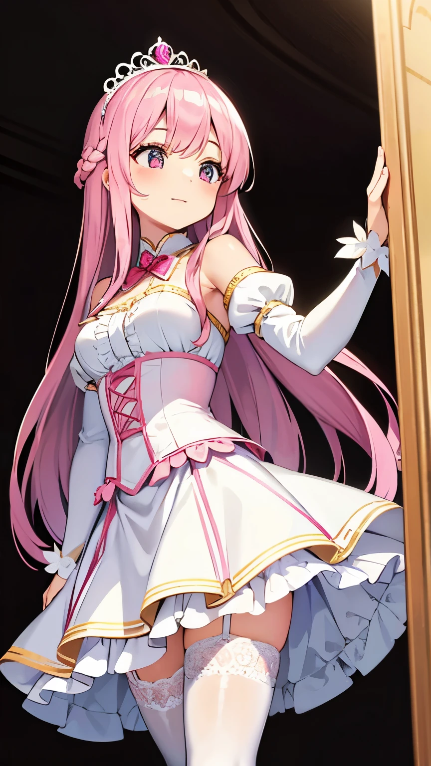 PopMart blind box IP,A cute,Close-up of white robe doll,Young Angel style,Wear long, fluent clothes,WLOP wind,Pocelain dolls,small person;Unreal Engine5,Streamline 3D/C4D:8K HD quality/illuminating/Ultra-detailed lens depiction1.5,flawless perfection,Chibi background/SENSE OF CINEMA。