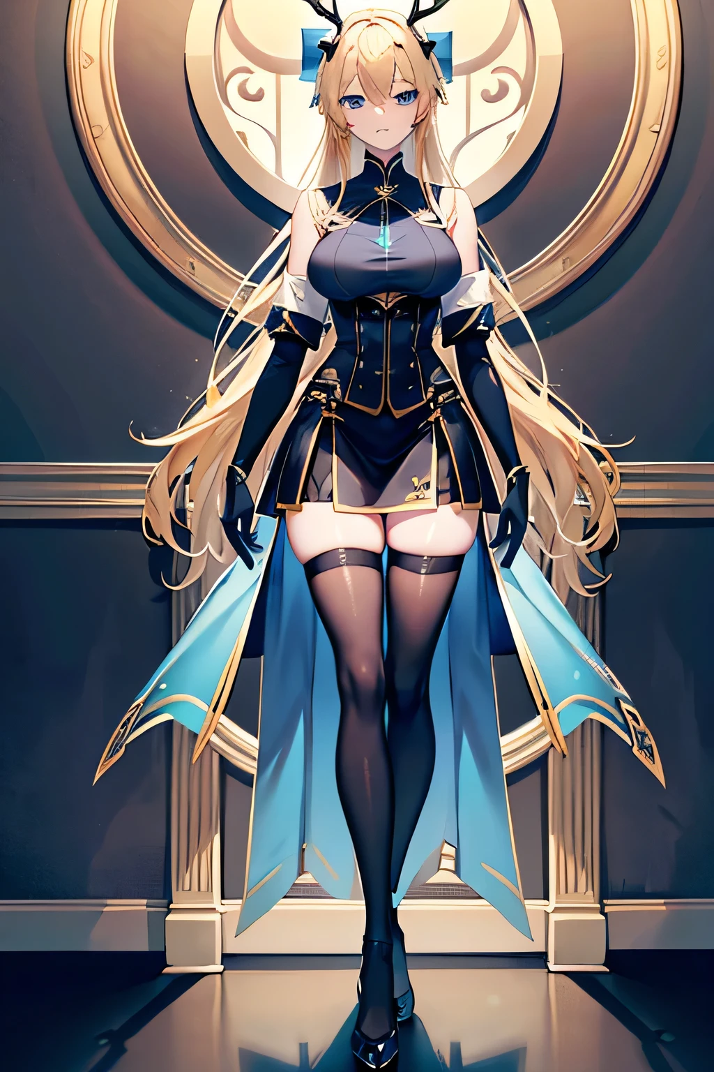 Hatsune Miku VOCALOID、Light blue eyes、Light blue hair、Dark Souls, Dim Light, Old Church, Mature Woman, slim, expensive, Long twin tails, Long black cape, Red leotard with long skirt, Long skirt with diamonds, Gold bracelet, 8k, Official Style, European aristocracy,