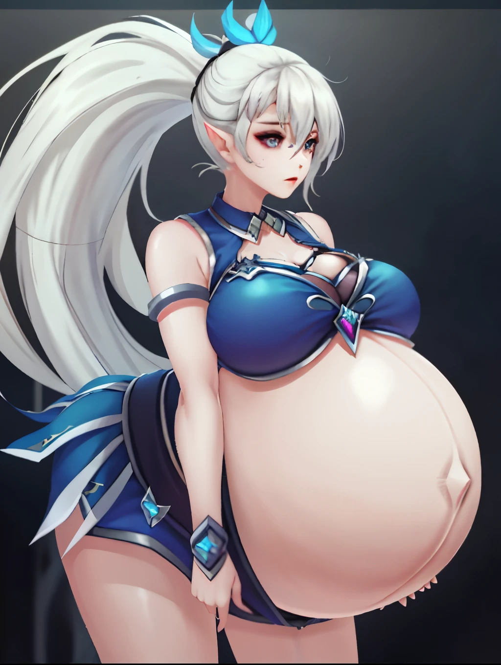 White ponytail hair,Big Baby Bump pregnant , Big , nipple, cum,16 years girl, Big pregnant Belly, Big Pregnant girl, Largest Belly of Pregnant, Huge Pregnancy Belly, blue eyes, huge 9 months Pregnancy Belly, Miya from Mobile Legends Bang Bang