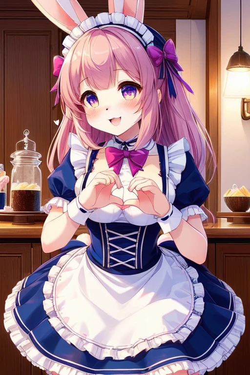  female furry sara rabbit girl like maid cafe heart hands duo 