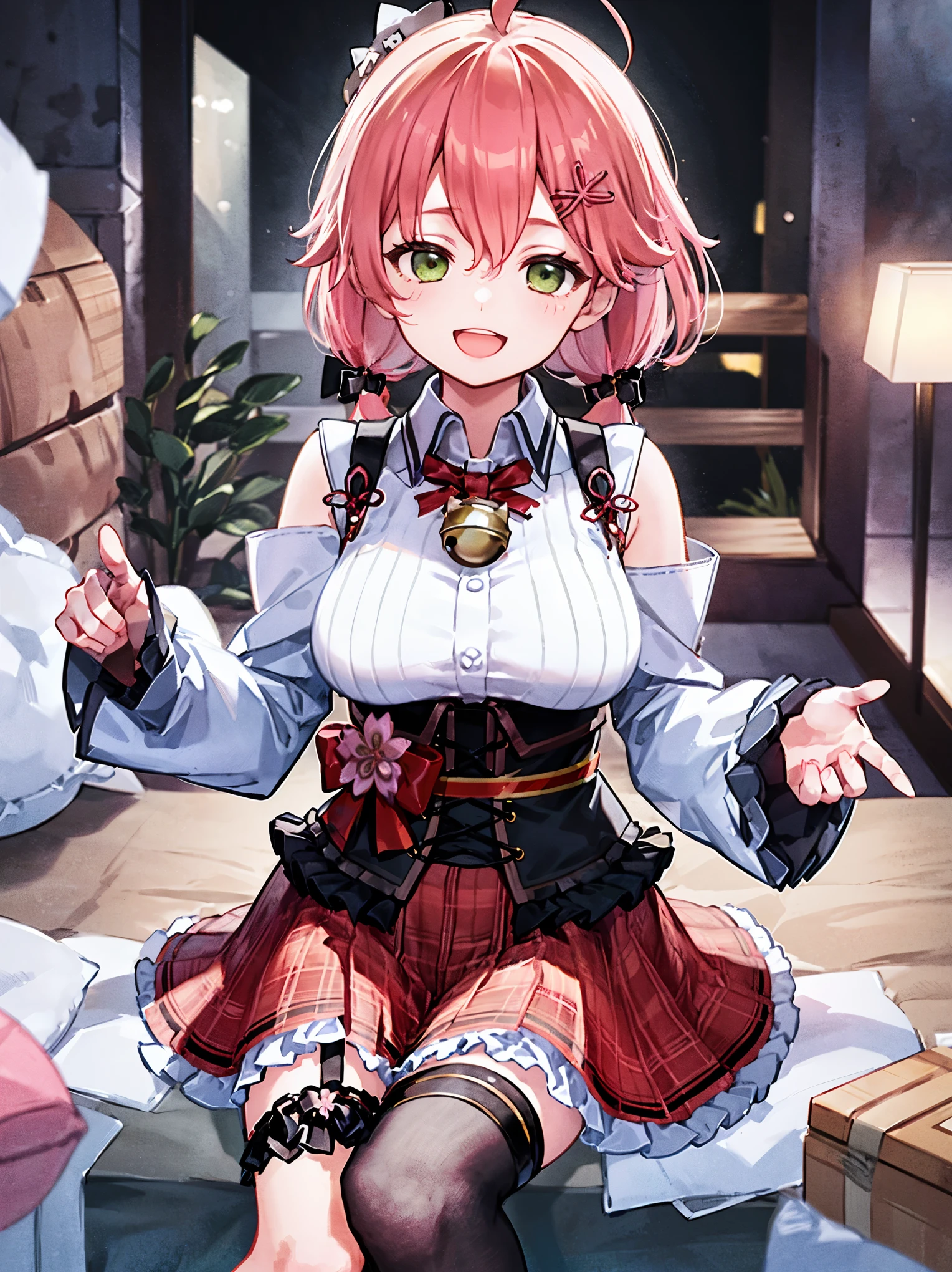 Drill Hair, curtained hair, Hair Bun, Big Hair, Medium Hair, Ribbon Hairband, Heart-shaped pupils, Raise your eyebrows, smile, Pursed lips, Surrealism, Renaissance, anime, anime style, Cinema Lighting, Depth of written boundary, God&#39;s Rays, Cast a Shadow, Fujicolor, First Person View, throw, Wide angle, anime style, Surrealism, Hmph, retina, Tabletop, Accurate, Textured skin, Attention to detail, High resolution, 16K