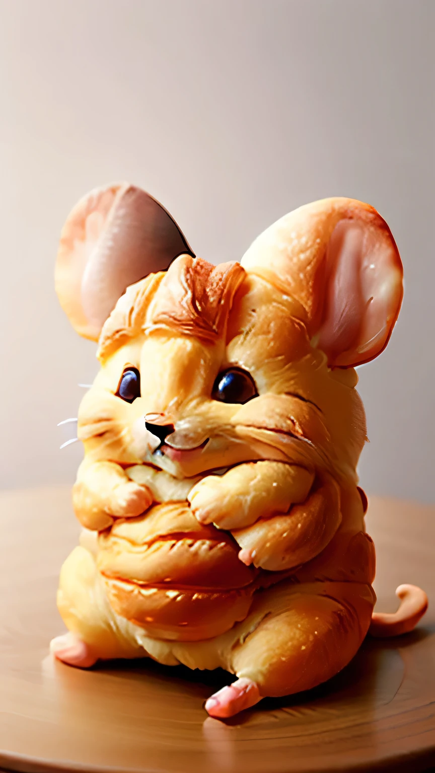 Croissant Style Mouse Looking at Camera 