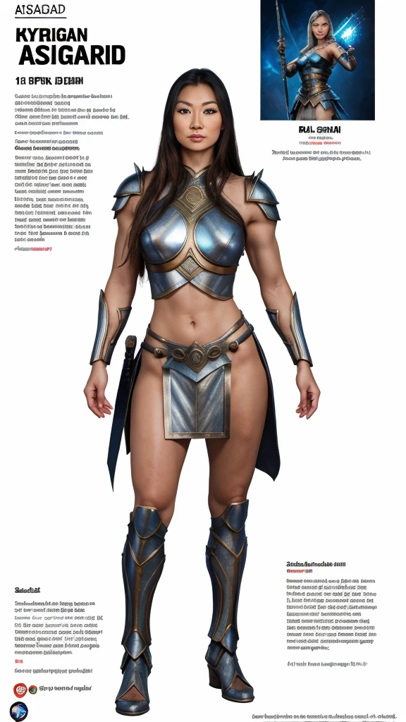 Close-up of a woman wearing bikini and skirt, Valkyrie style character, Depicted as game concept art, detailed full body concept art, fantasy character concept, full body concept, detailed full-body concept, artstation concept, rpg concept art character, Characters in concept art, concept art characters, full body concept art, artstation concept art, Character design concept