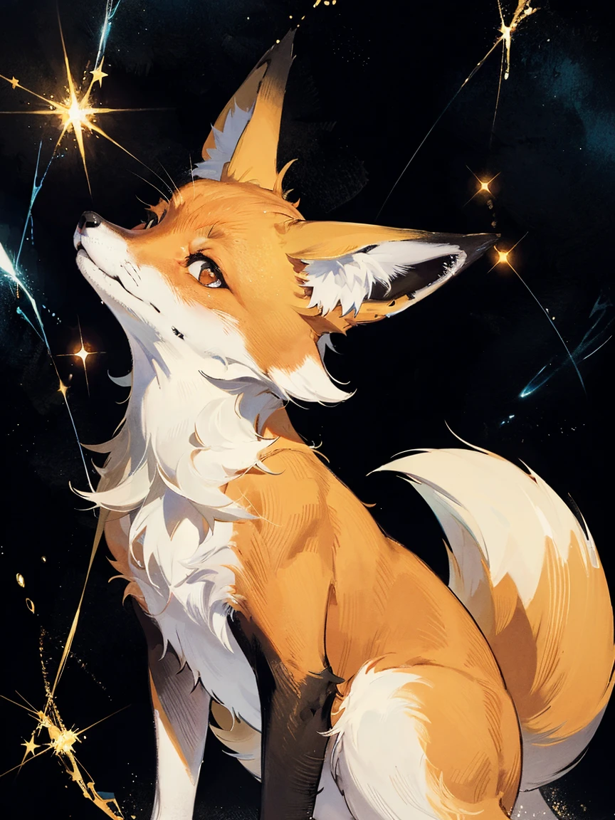 red fox, night, highres, unparalleled masterpiece, perfect artwork, absurdres, rzminjourney, vector-art, masterpiece)(kemono, furry anthro)logo mark, round,