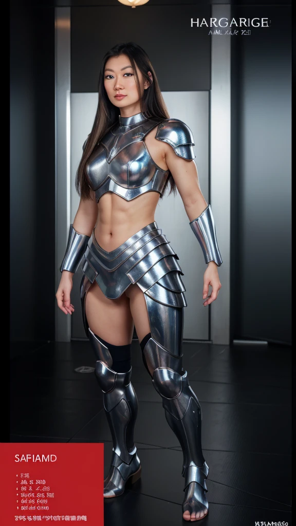 Subject: Valkyrie asian Lady Knight Style: Hyper realistic, epic fantasy digital art Detail: 8k high definition resolution, detailed drawing, superior quality Anatomy: Correct anatomy, muscular body Pose: Full body standing, symmetrical, muscular arms turned behind body Origin: Asgard Additional: 1 girl