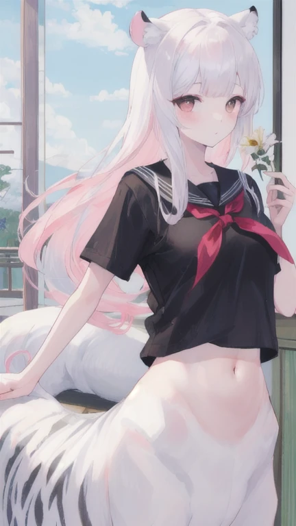1 girl, petals, rose_petals, cherry_blossoms, falling_petals, yamakaze_\(kancolle\),
the present is me,
petals_on_liquid, ribbon, long_hair, confetti, thighhighs, solo, naked_ribbon, breasts, panties, black_legwear, lying, blush, hair_between_eyes, underwear, heart, bed_sheet, white_panties, looking_at_viewer, hair_ornament, on_back,