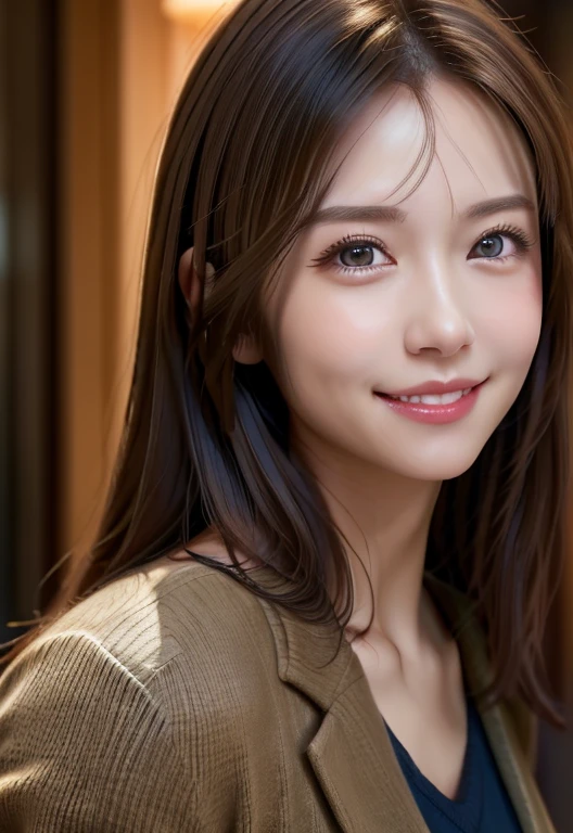 8k, Best Quality, masterpiece:1.2), (Realistic, Photorealistic:1.37), Best Quality, masterpiece, Beautiful young woman, Thoughtful expression, Thoughtful expression, Female doctor, Tie your hair back, Movie Background, Light skin color、smile、