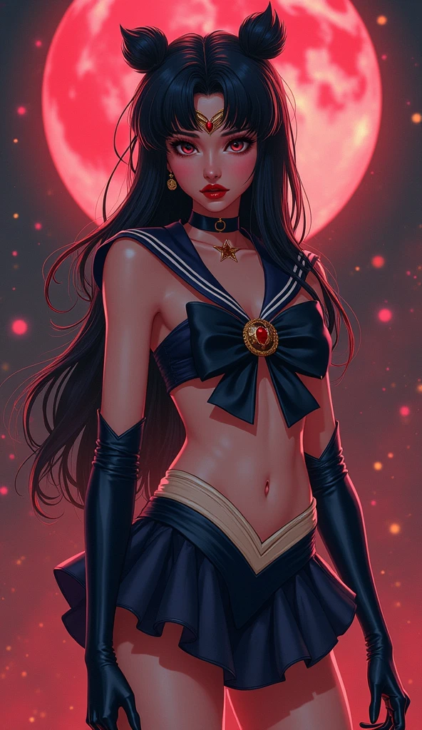 Sailor Moon but her is dressed like an lingerie Goth Woman
