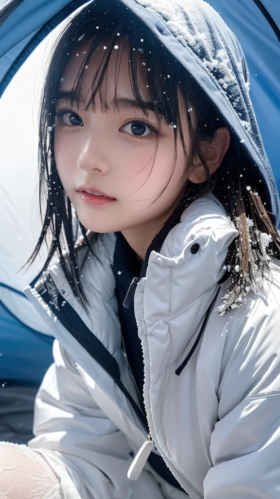 ((8K))，Film photography, 1 girl, (Hoodie:1.2), (short  skirt), upper legs, navel，necklace, Earrings, Seductive smile, Medium breast, full bodyesbian, drunk blush:1.5, black wavy shoulder-length hair, serene, calm, (Realistic detailed eyes, Natural skin texture, Realistic face details), Soft dramatic lighting, Depth of field, Bokeh, vibrant detail, finely detailed, Hyperrealistic，20yr old, ((skirt lift by yourself)), (Skirt lift), (Panties , panty focus), Blush, parted lip, view the viewer ,(Clear eyes，Clear nose，Clear lips，Fair skin)，Semi-body shot , Wear a hooded jacket ,(Tokyo streets ,Falling snow)，