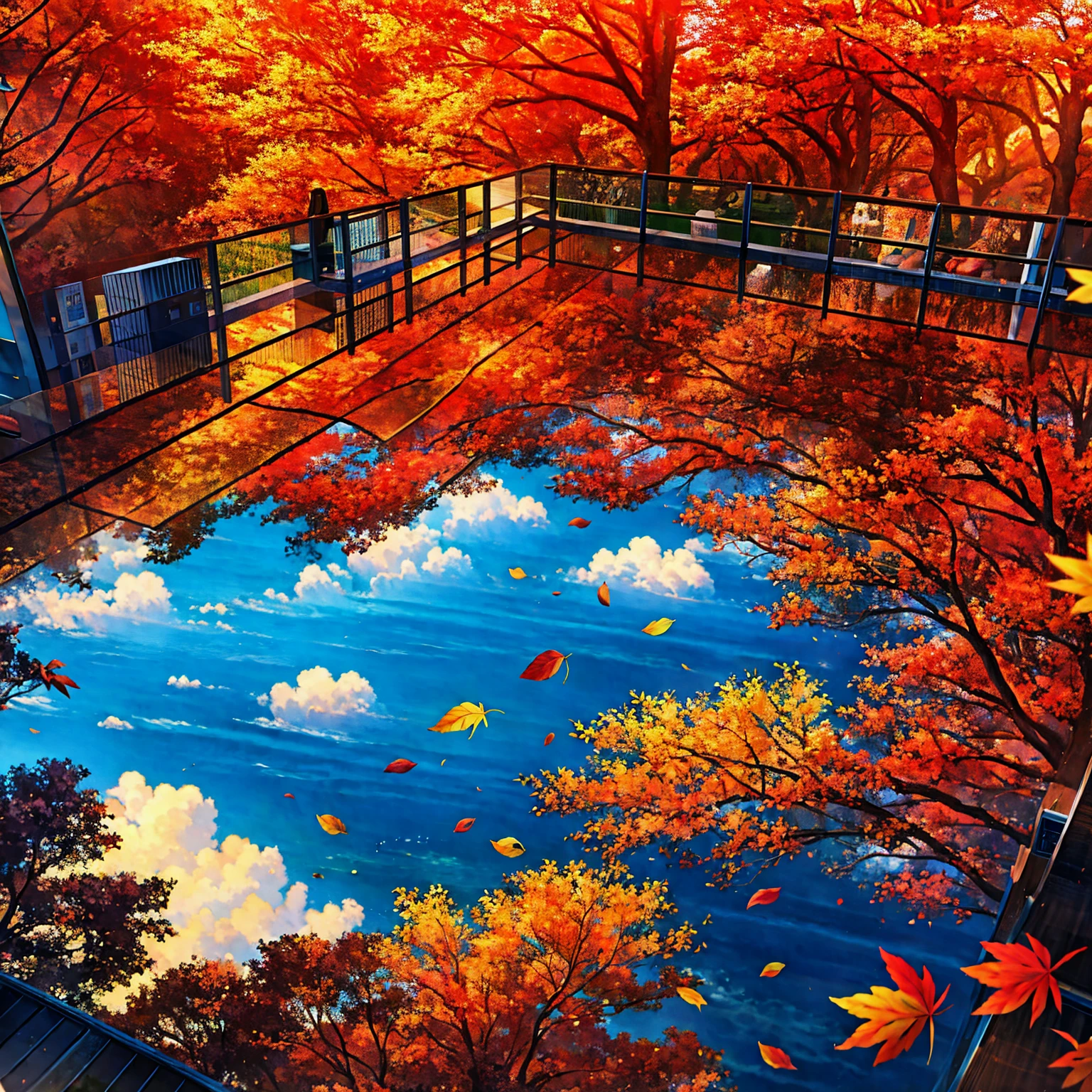 Masterpiece, ultra detailed, autumn, arcadia,Autumn leaves, landscape