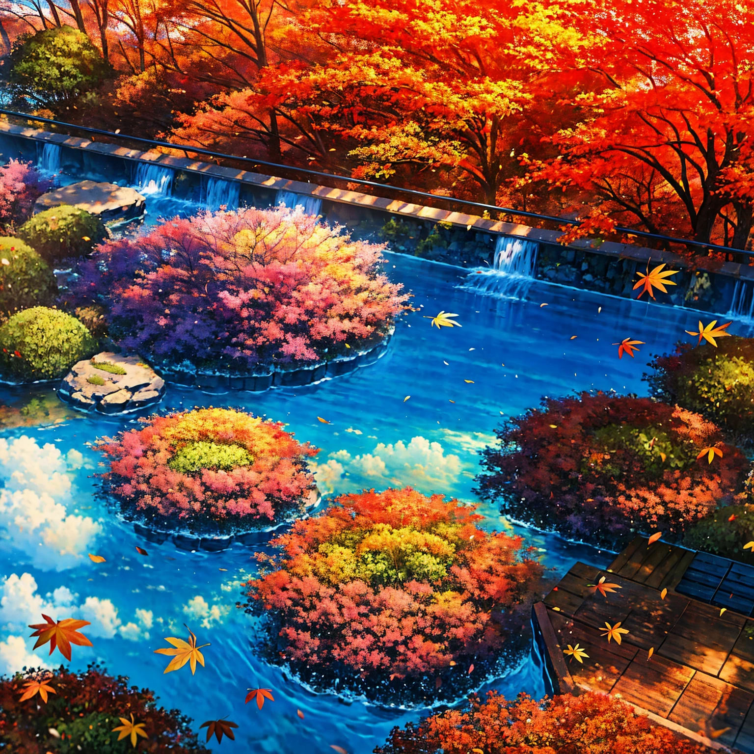 Masterpiece, ultra detailed, autumn, arcadia,Autumn leaves, landscape