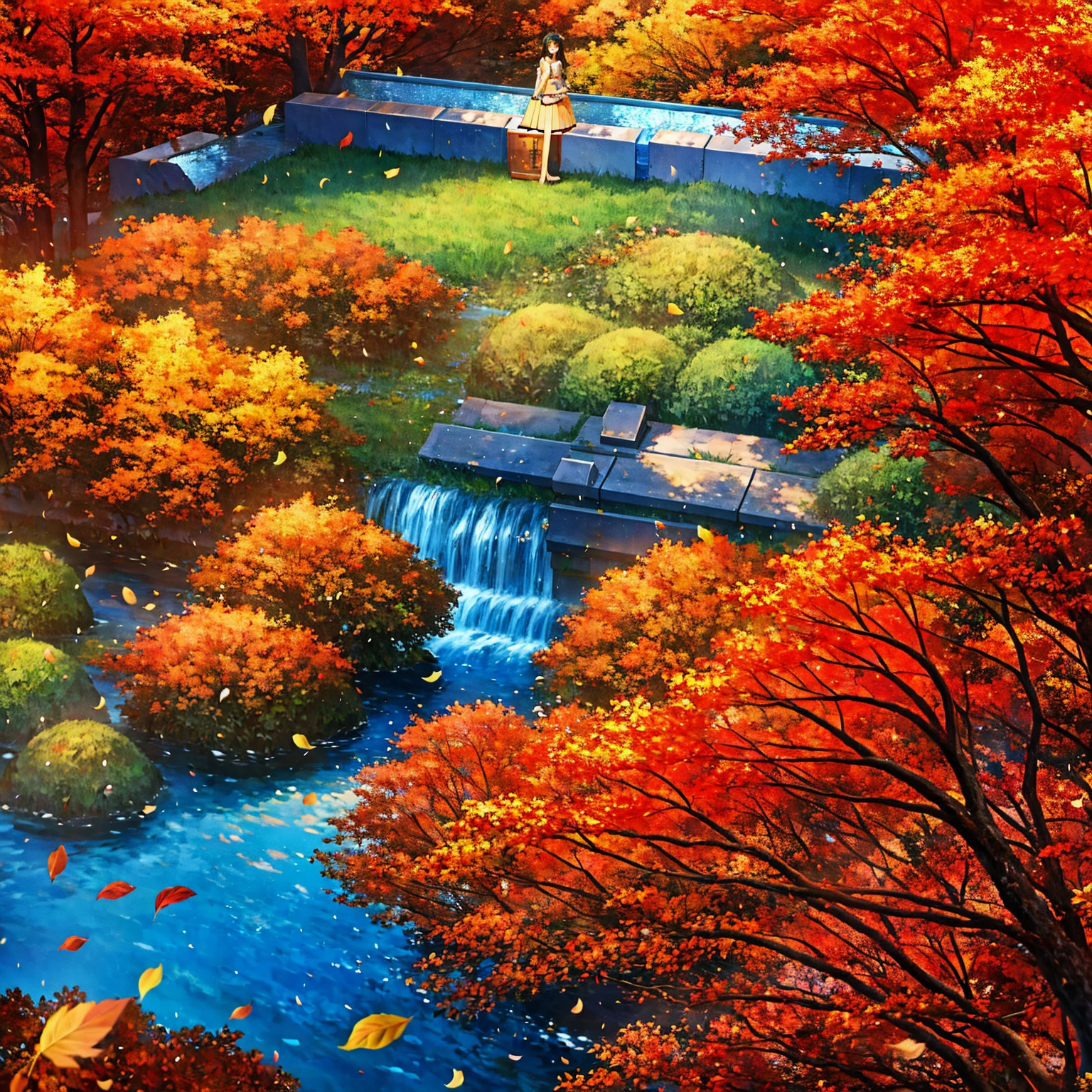 Masterpiece, ultra detailed, autumn, arcadia,Autumn leaves, landscape