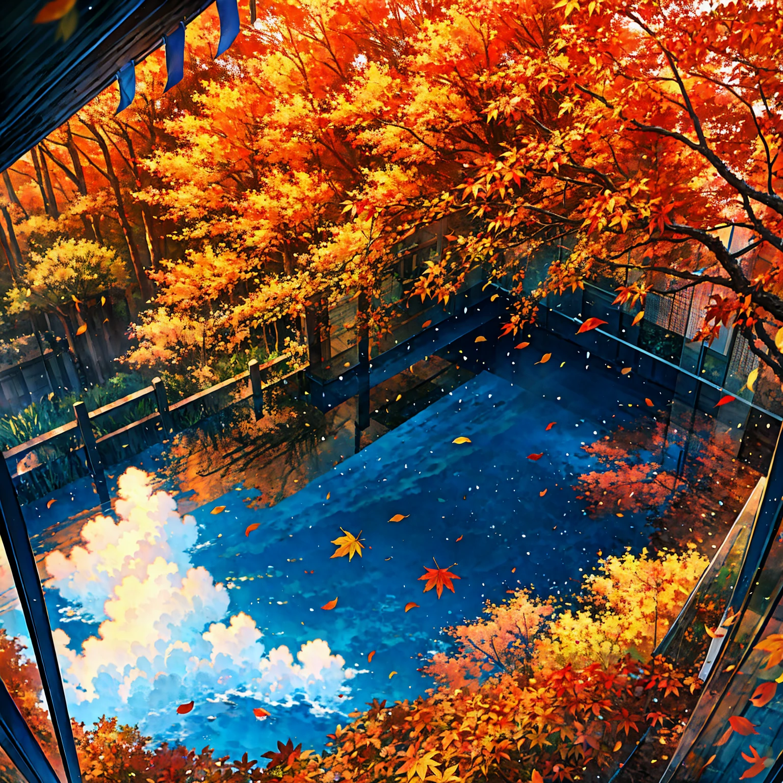 Masterpiece, ultra detailed, autumn, arcadia,Autumn leaves, landscape