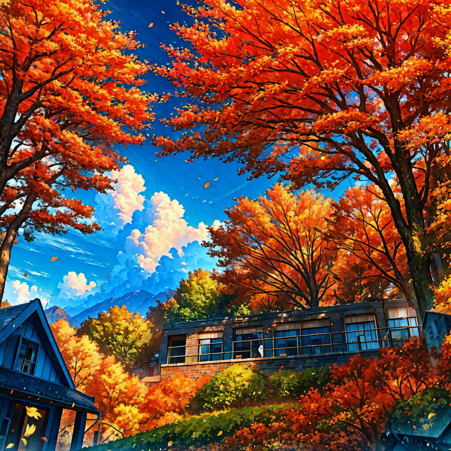 Masterpiece, ultra detailed, autumn, arcadia,Autumn leaves, landscape